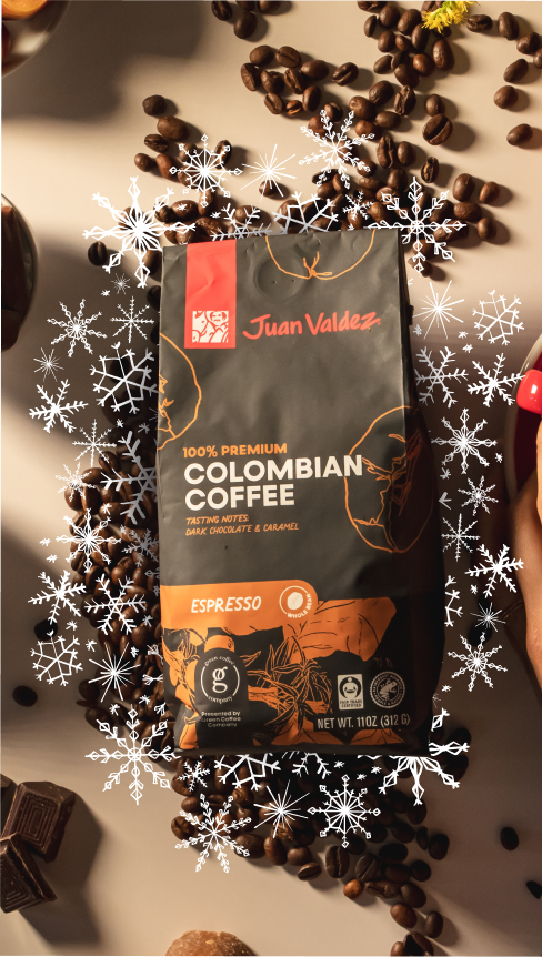 Colombian coffee and roasted coffee beans